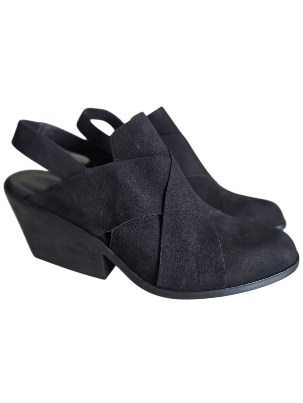 eileen fisher token slingback criss cross booties black